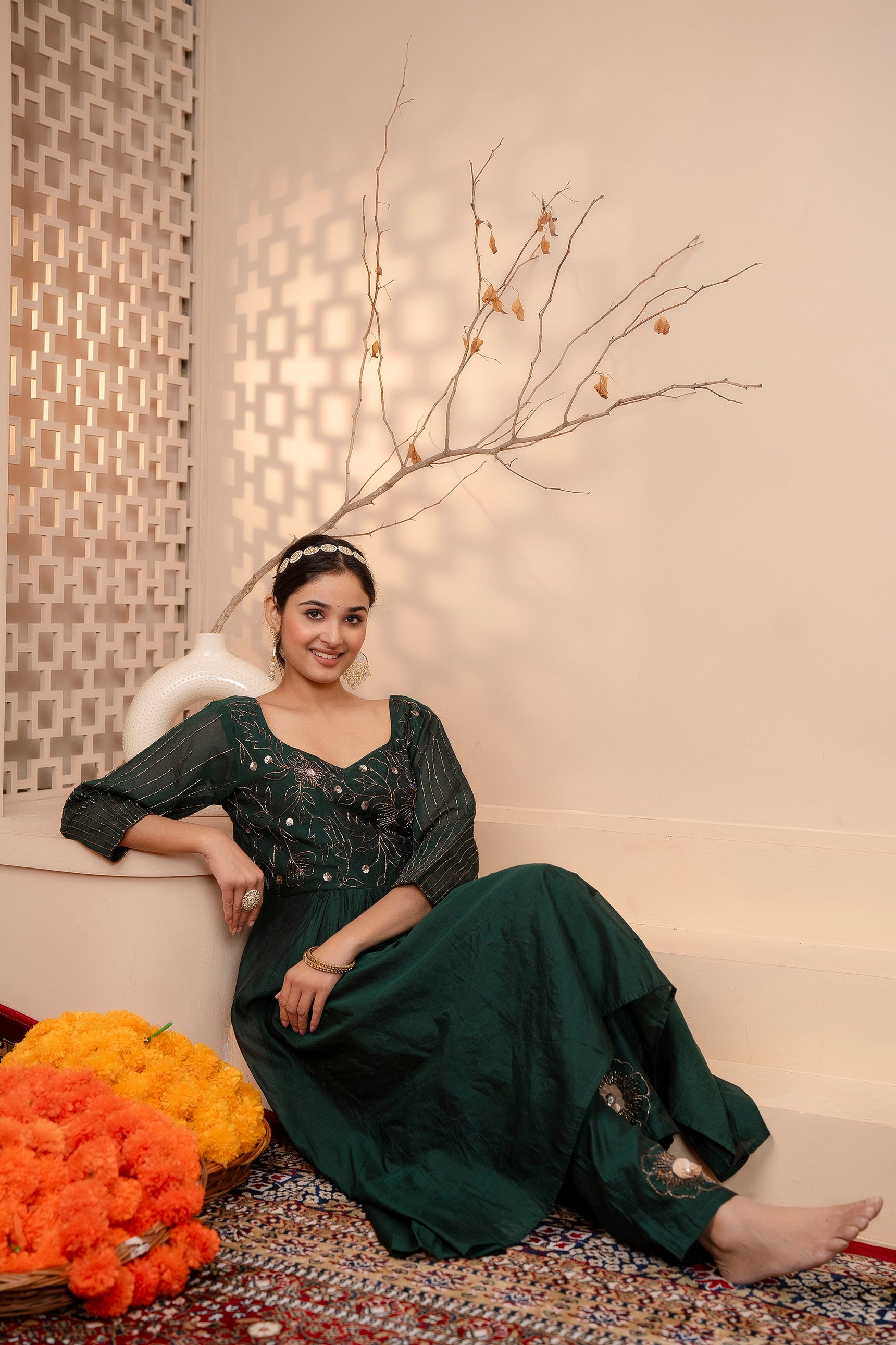 Chanderi Kurta Set Adorned with Exquisite Hand Embellishments