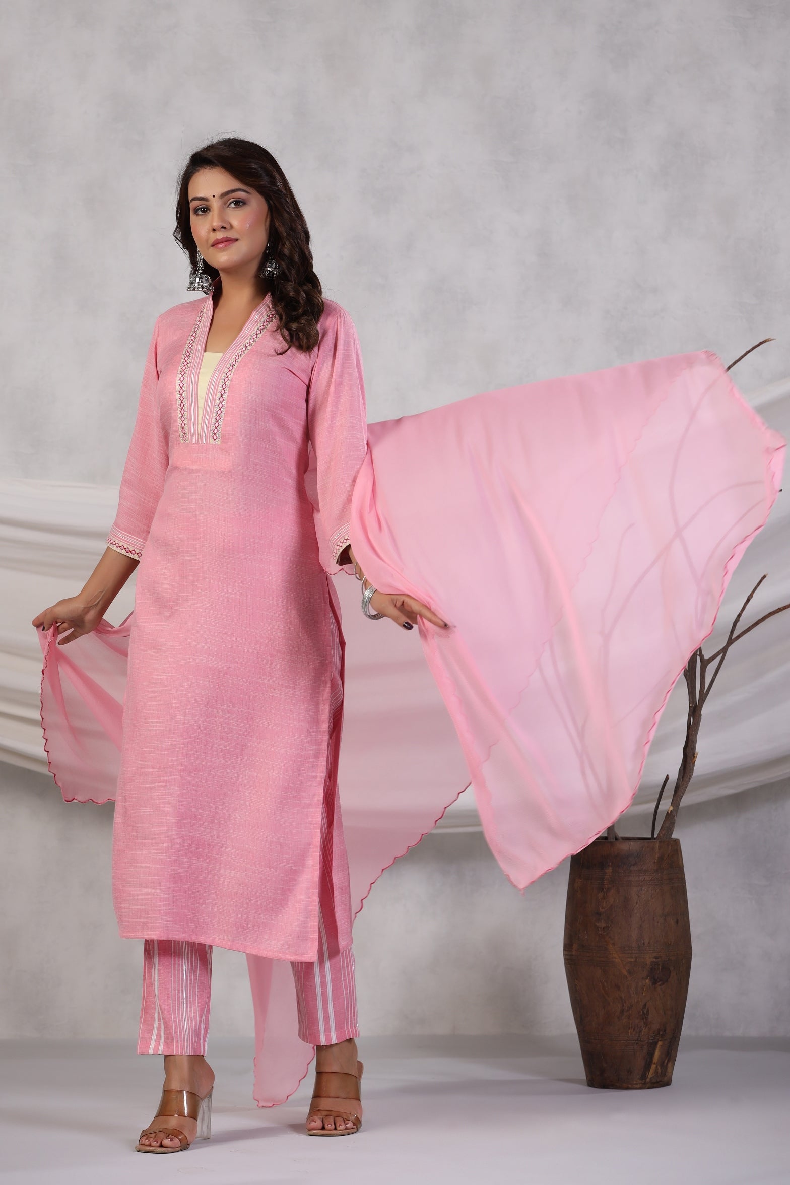 Square Neck Floral Printed Regular Pure Cotton Kurta with Palazzos & With Dupatta