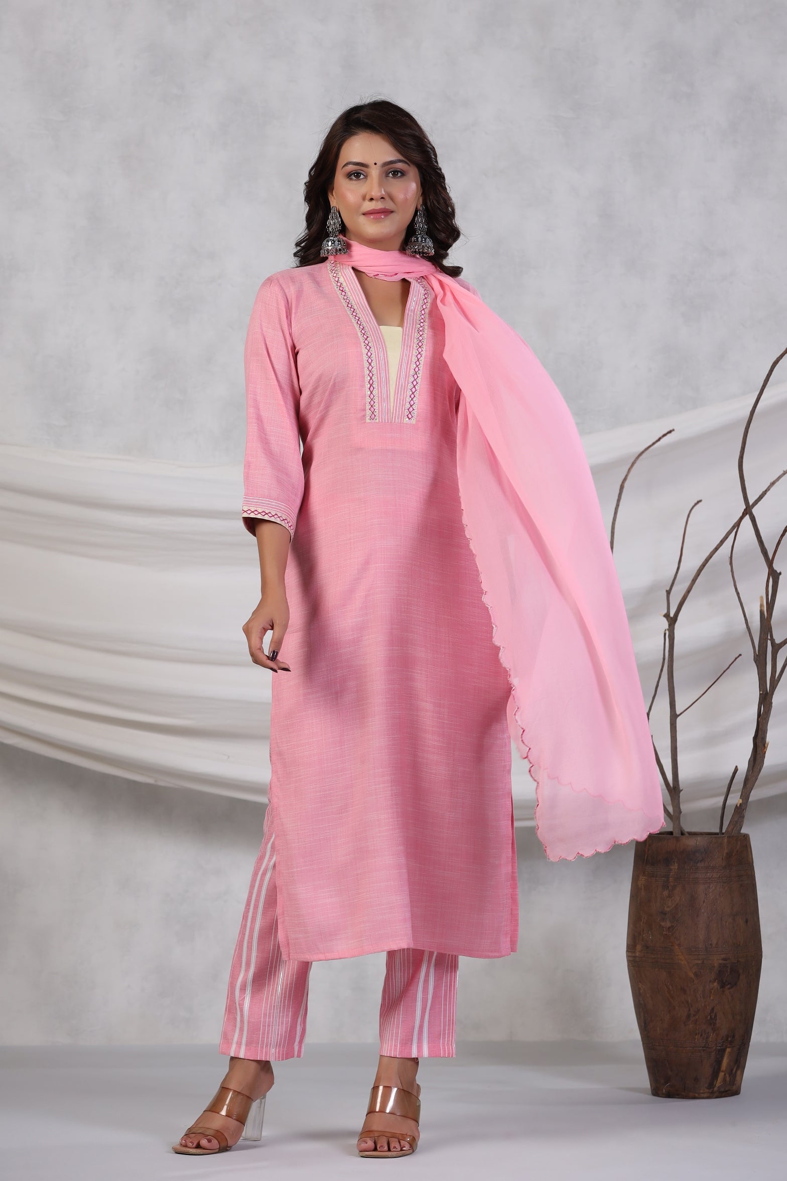 Square Neck Floral Printed Regular Pure Cotton Kurta with Palazzos & With Dupatta