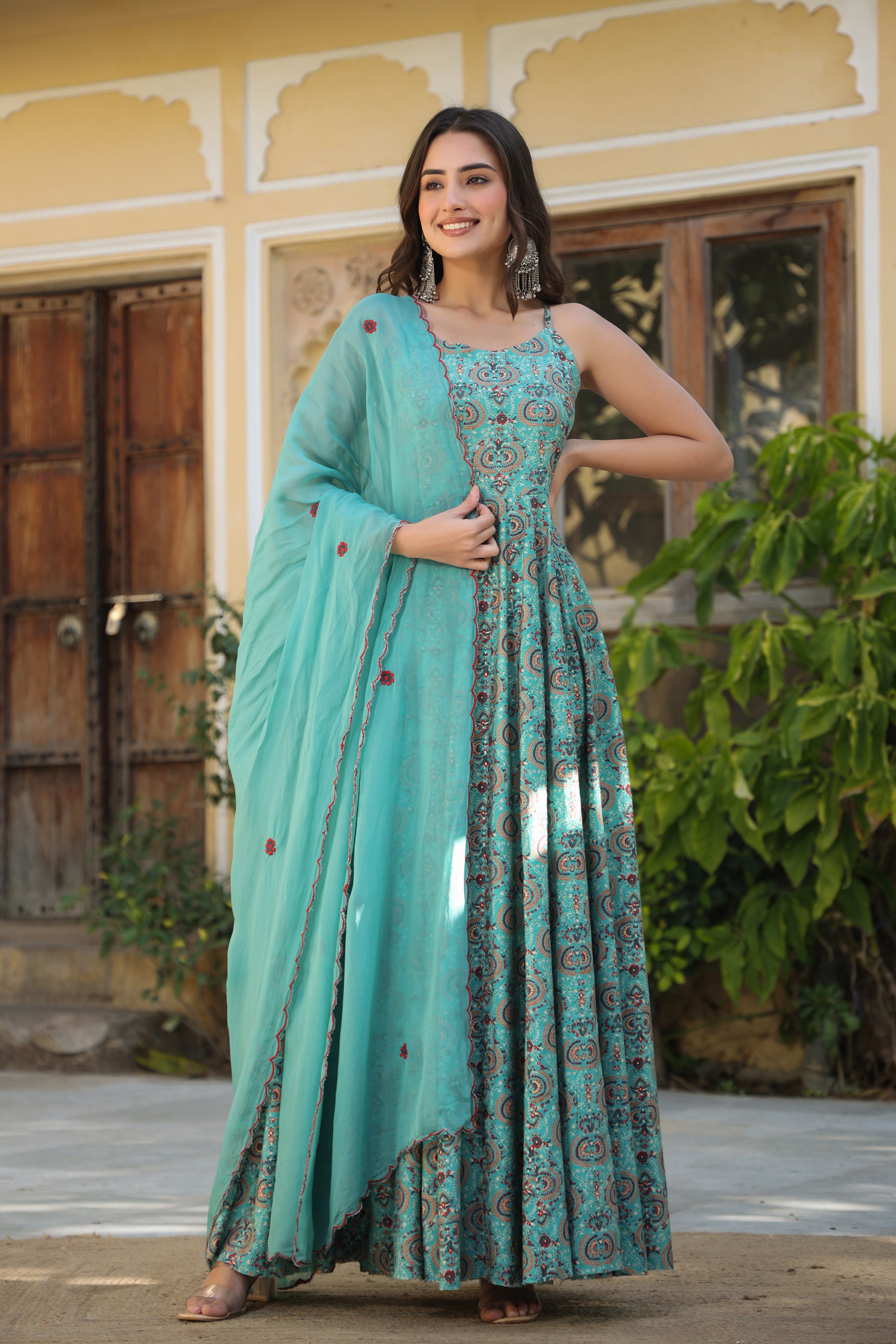 BLUE ETHNIC GOWN WITH DUPATTA