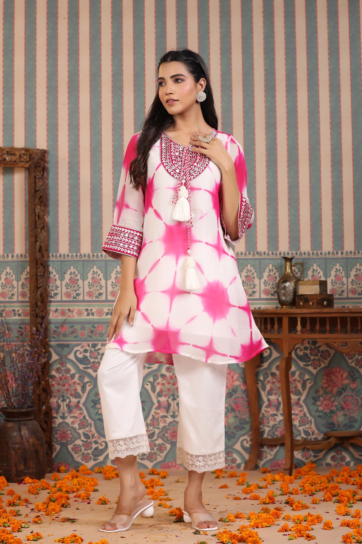 PINK LILY  EMBROIDERED SUIT