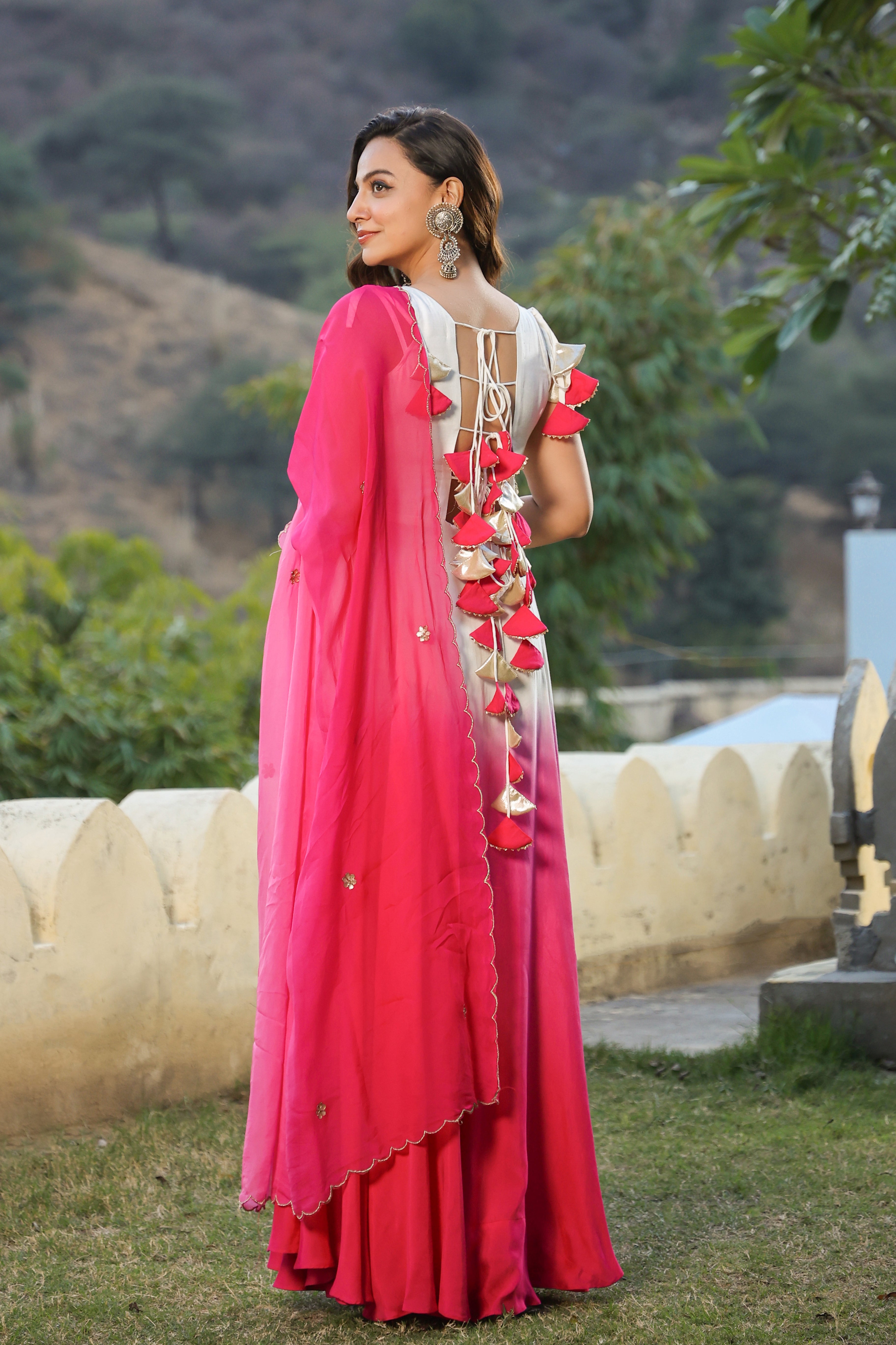 PINK OMBRE DRESS WITH DUPATTA