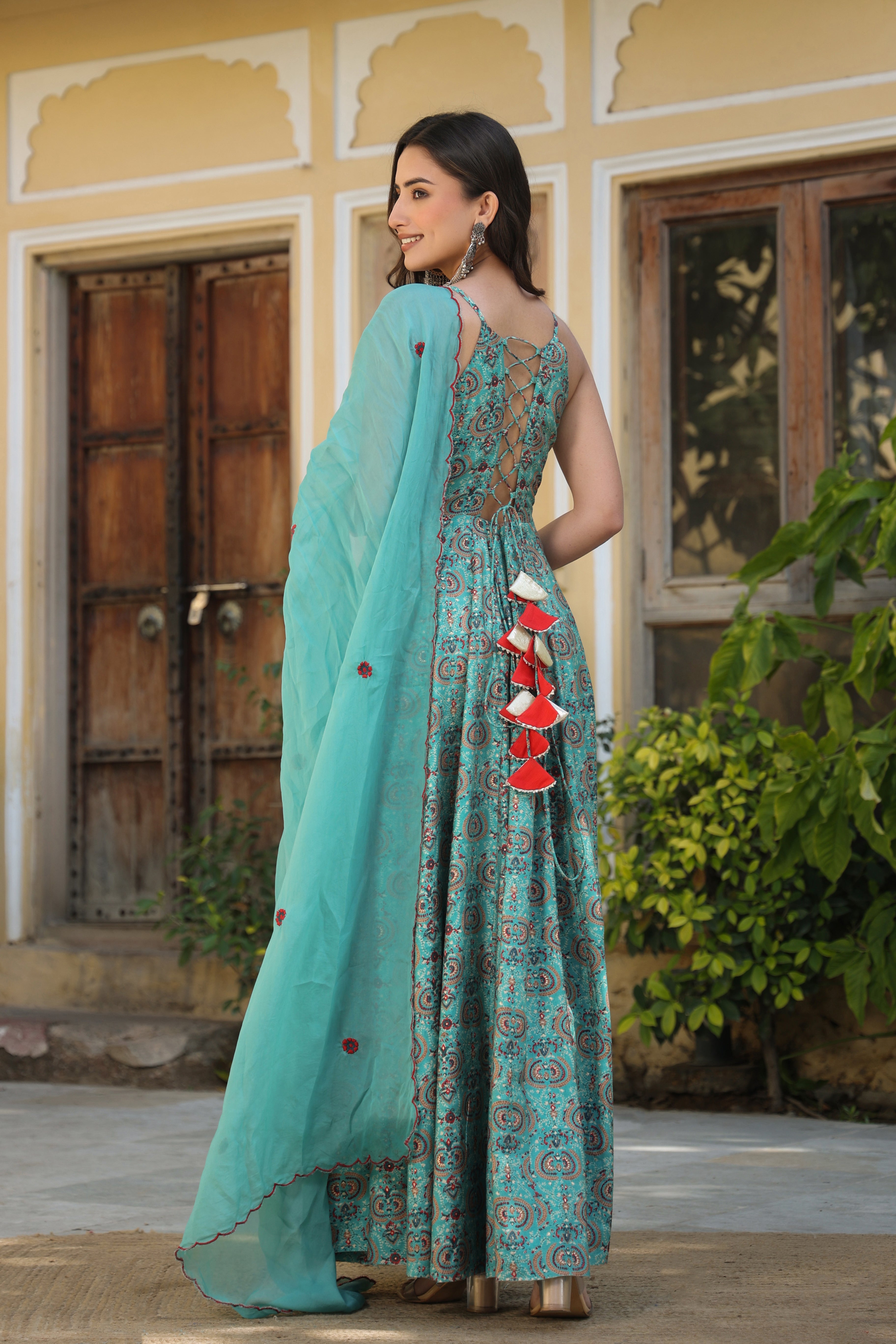 Shop Online For Designer Party Wear High-Low Anarkali Dress with Exclusive  Pant and Dupatta – SNAZZYHUNT