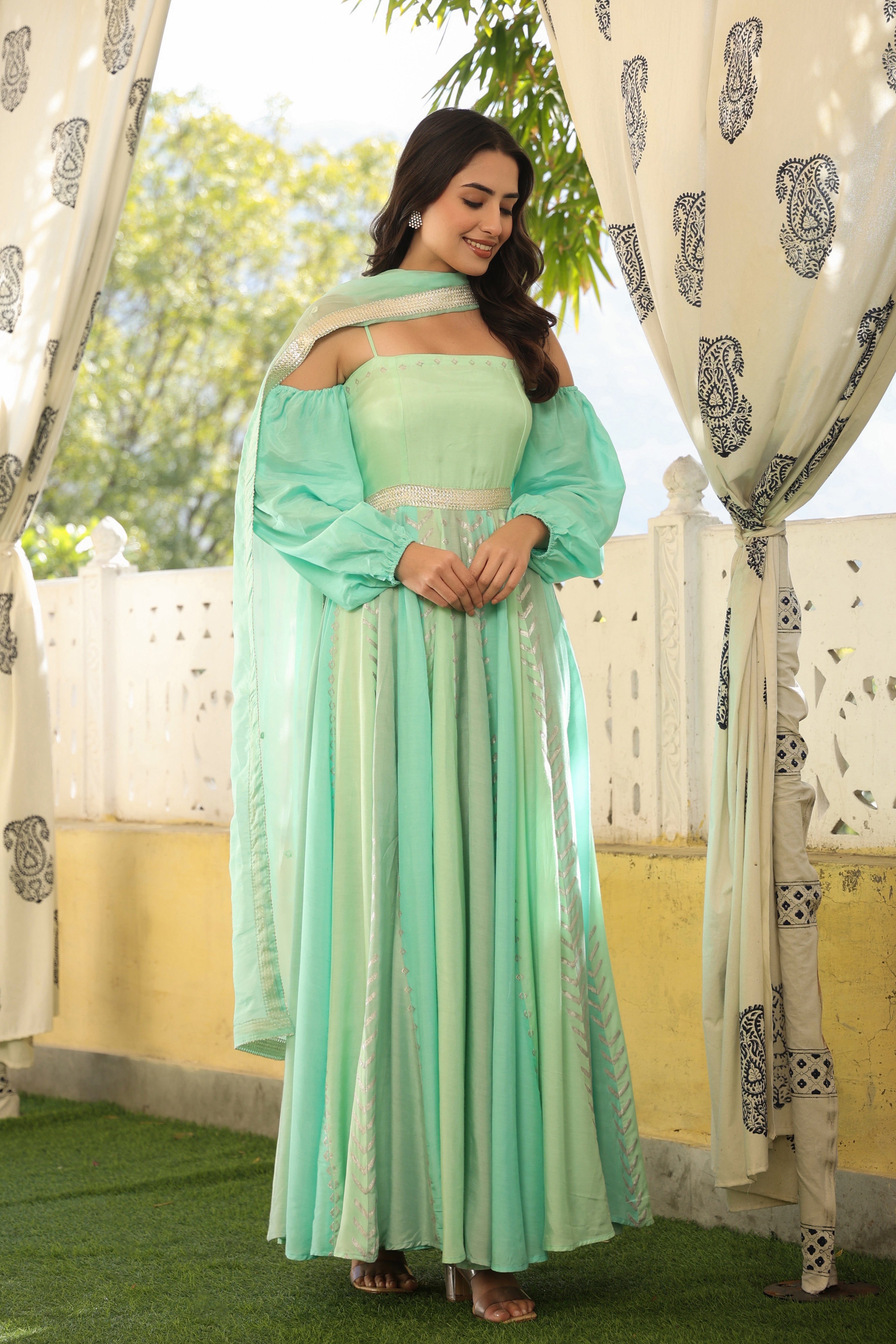 TUBE NECK GOWN WITH DUPATTA