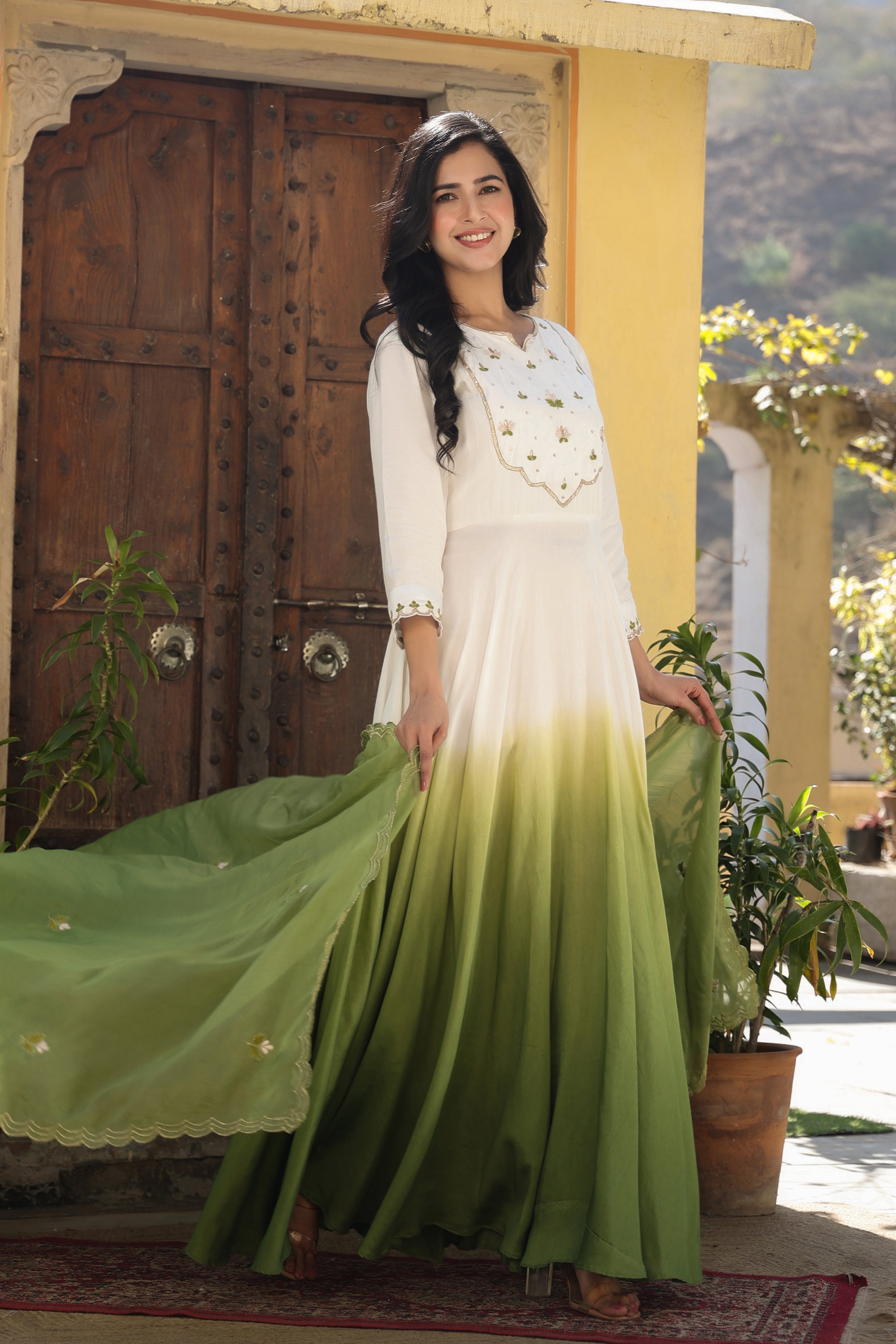 OMBRE GOWN WITH DUPATTA